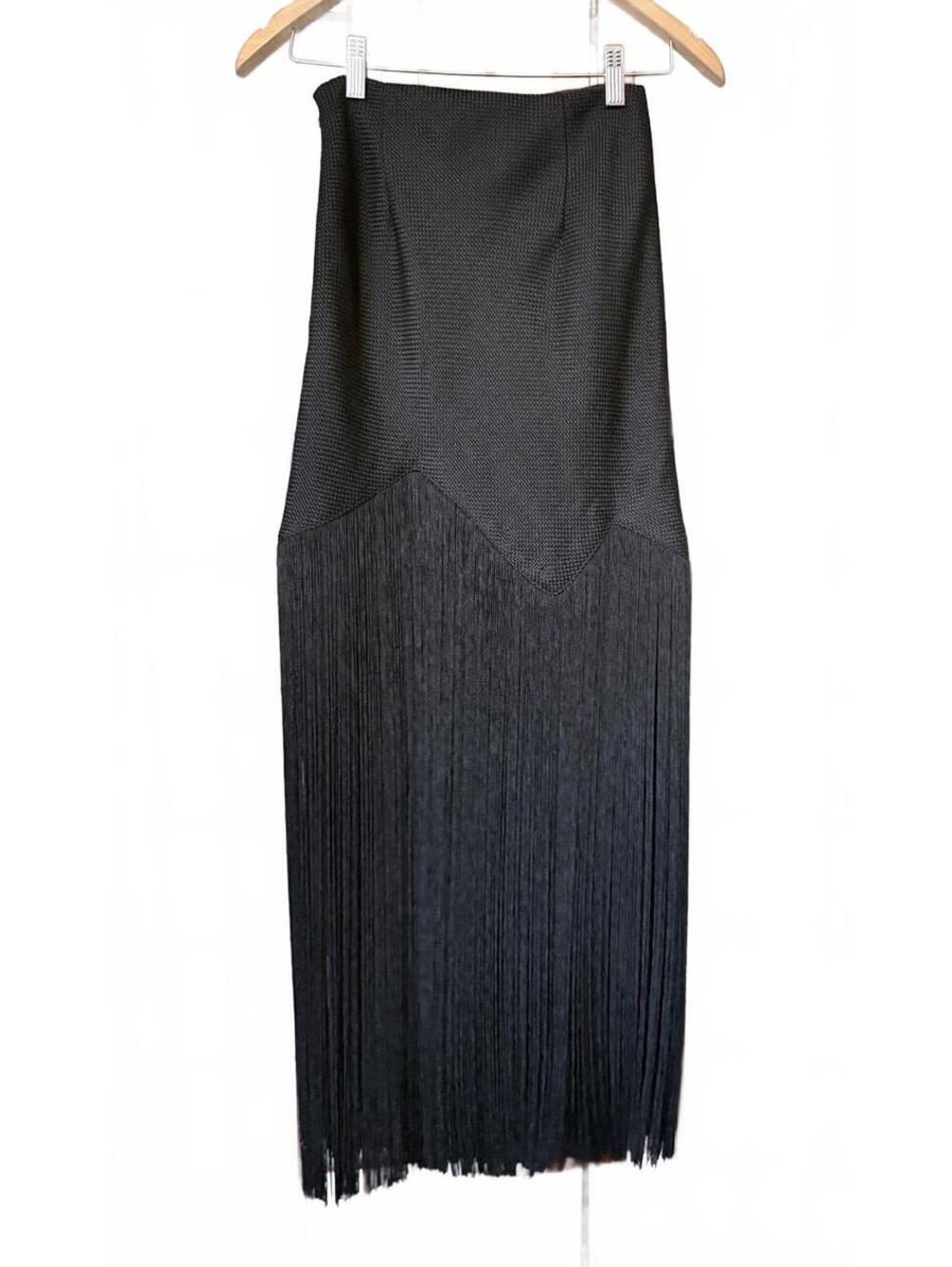 ASILIO Gatsby Black Fringe Maxi Skirt XS US 2 Art Deco - See Video